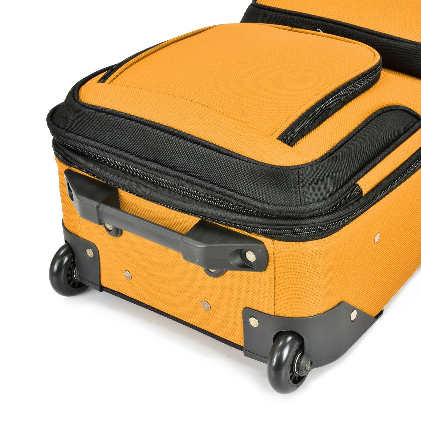 U.S Traveler Rio 2-Pcs Polyester Carry-onSuitcase w/ Tote | Soft Shell Lightweight, Softside Expandable & 360° Dual Spinner Wheels | Airline Approved 21" + 10" | Matching Color, Black, Blue, Green, Teal, Purple, Red, Yellow, Pink, Camo, Gray - Travel Lugg