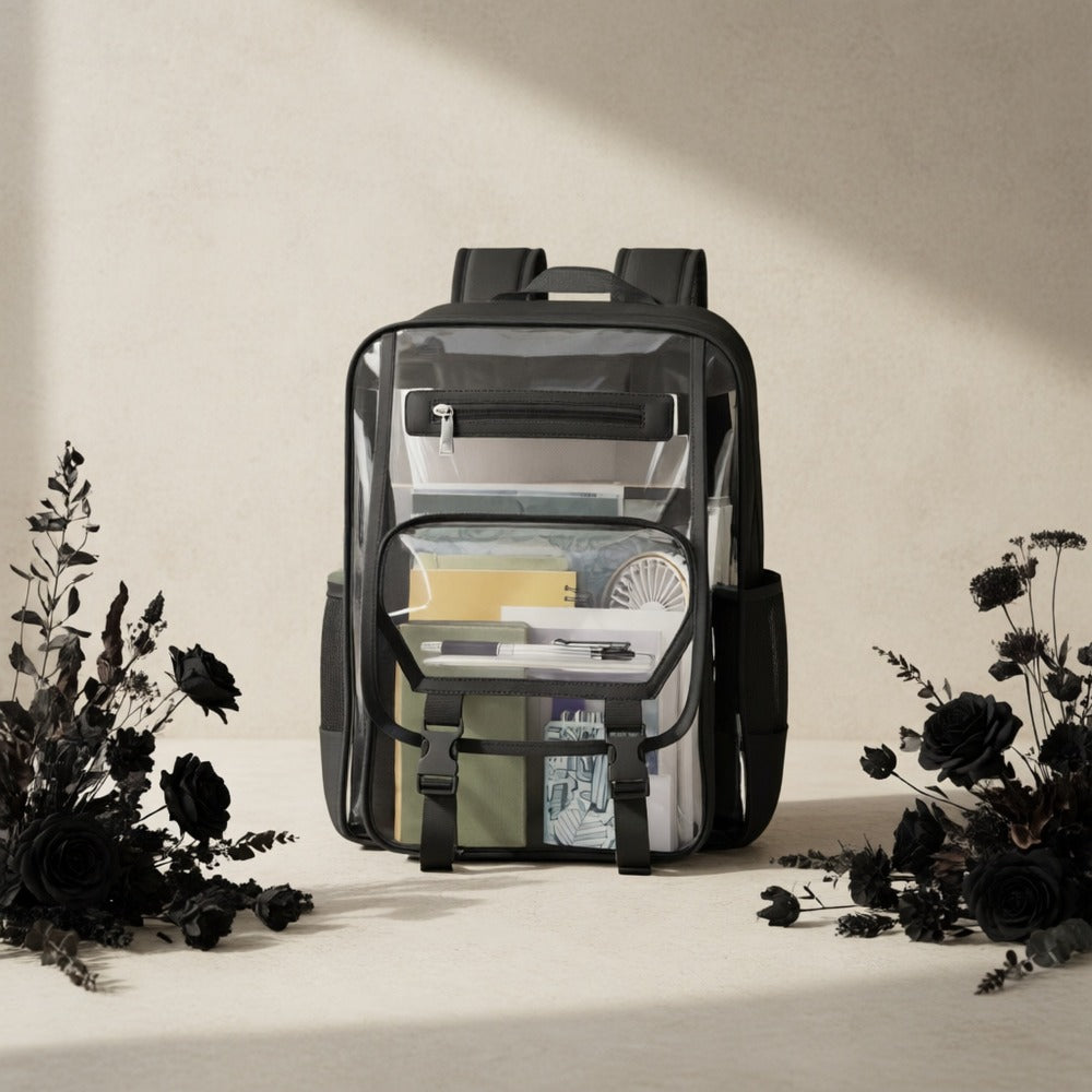 Travel Backpack – PVC, Clear, Transparent, Large Capacity | Bag Vero – detail view 13