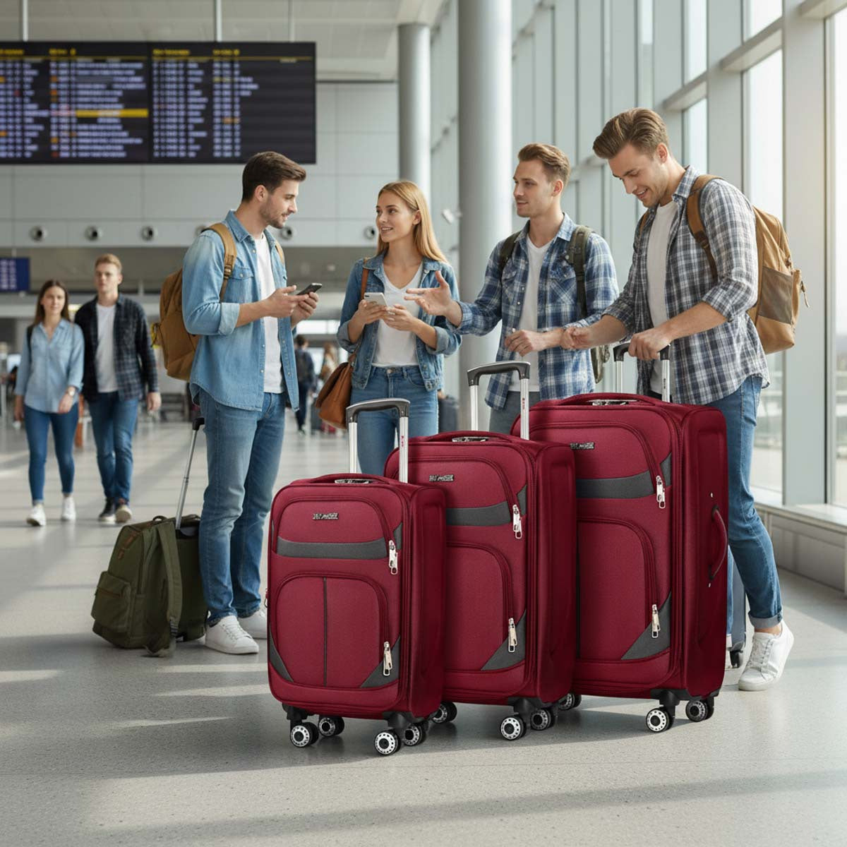 New York Xpress Durable Softside Luggage Lightweight Expandable with Spinner Wheels & Combination Lock, Reinforced Handles, Carry On Airline Approved and Checked, Soft Shell Travel Case for Men & Women, Available in 22", 26", 30", 34"