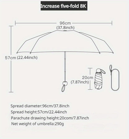 Compact Multi-color Mini Capsule Umbrella - Portable, Foldable, Manually Opened, With Sun Protection Coating, 6 Sturdy Frame Design, Suitable For Both Sunny And Rainy Days