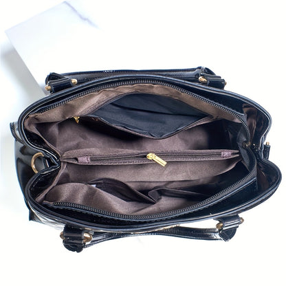 Women's Large Capacity Crocodile Tote & Crossbody Bag with Adjustable Strap - Multi-Color Suitable for //Travel, Zipper Closure Shoulder Bag, Handbag for Everyday Use (Fits for, Stylish Carry)