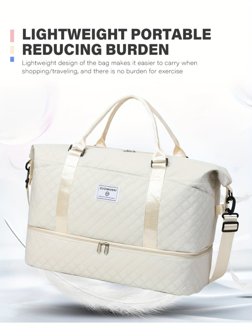 Spacious Multifunctional Travel Bag with a Separate Shoe Compartment, Perfect for Yoga And Fitness. This Quilted Crossbody Bag Is Ideal for Weekends And Comes As a Two-Piece Set, Making It a Great Gift for Valentine'S Day, Ramadan, Or The New Year