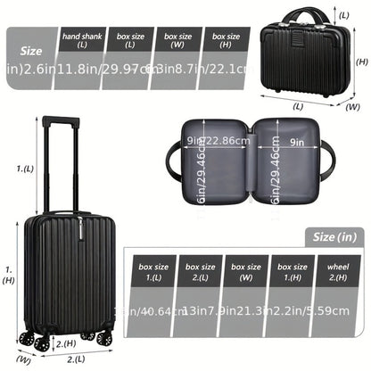 Two-Piece Luggage Set (20" And 14" Backpack) for Travel, Featuring Checked Suitcases That Are Lightweight And Portable, with Hard Sides And Spinner Wheels, Available in Rose Golden, Black, And Dark Blue