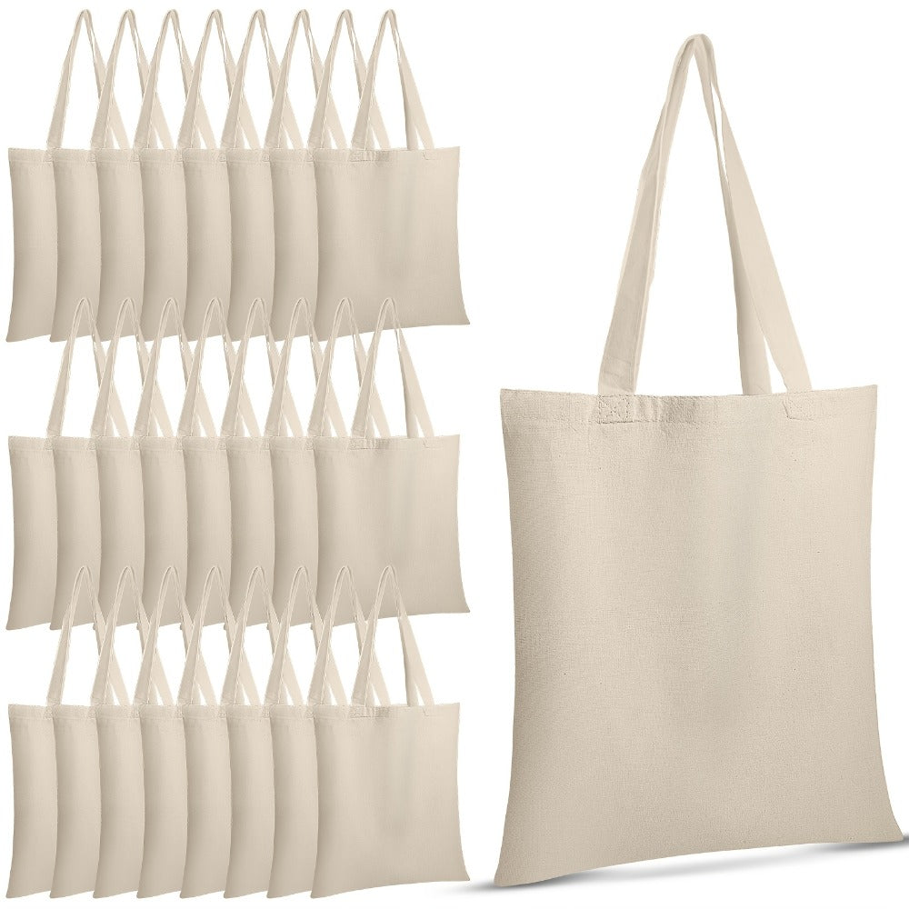 24pcs Home Decor Gifts Party Pack Tote Bags, Blank Plain Bag Lightweight Reusable Grocery Shopping Cloth Bags with Handles for DIY Crafting And Decorating, 13 Inch W X 15 Inch H