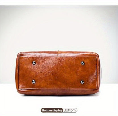 Women'S Vintage Large Capacity Hand Tote Bag - Single Shoulder Design with Detachable Straps, Perfect for Everyday Use