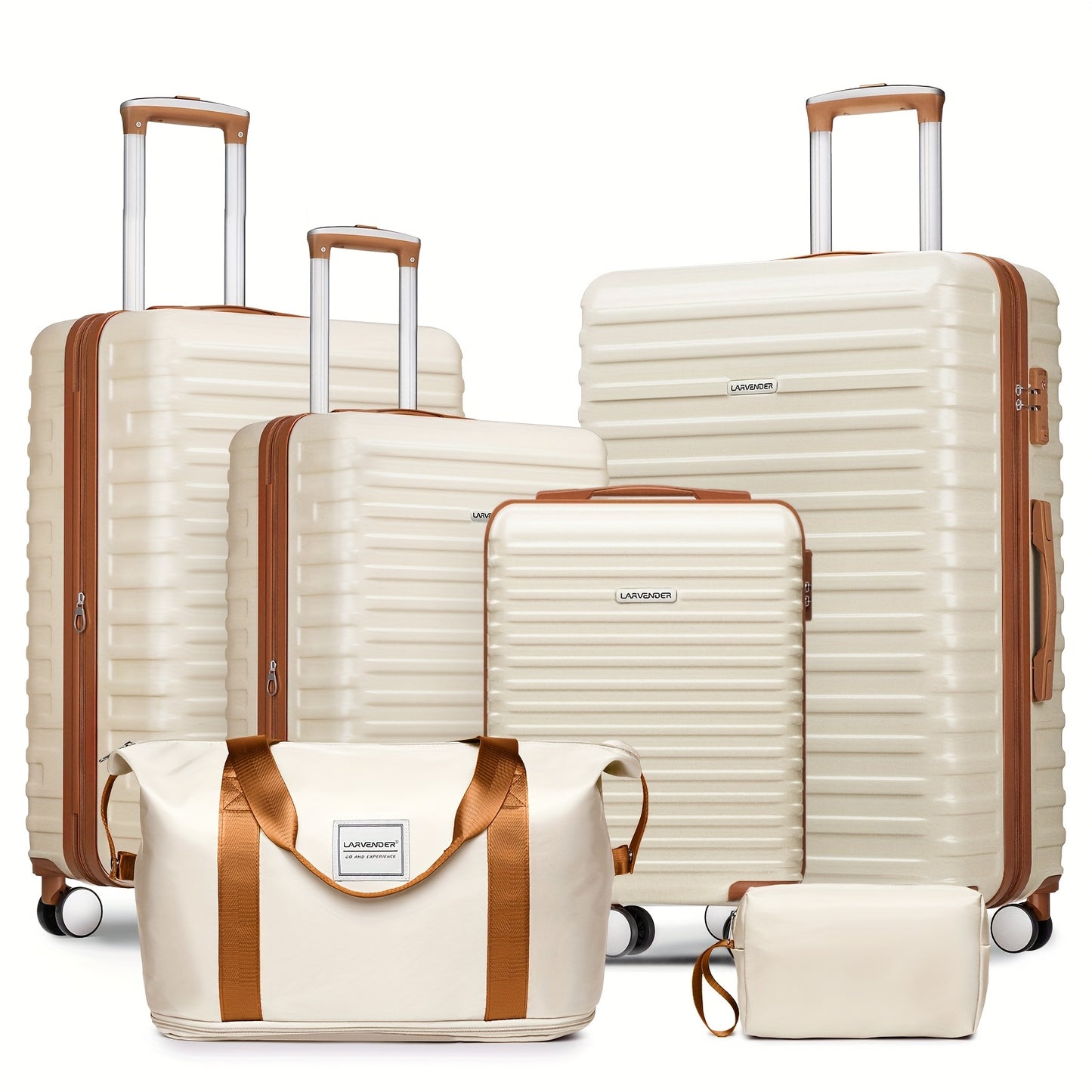 ABS Luggage 6pcs Set, Expandable Luggage Set (limited to 24 Inches&28 Inches), Luggage with Swivel Wheels, Large Capacity Family Travel Hard Shell Luggage, with TSA Lock, Portable, Handbag/18 Inches/20 Inches/24 Inches/28 Inches