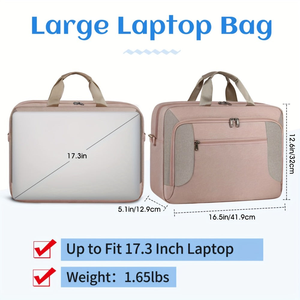 1pc 17.3-Inch Laptop Storage Briefcase, Large Waterproof Business Handbag, Adjustable Shoulder Bag