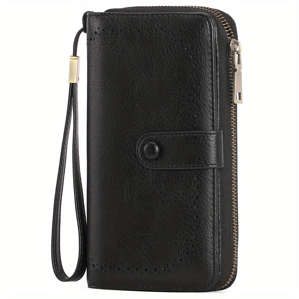 Wallets for Women, RFID Blocking Large Capacity Wristlet Clutch with 45 Card Slots & Zipper Pocket, Detachable Strap Handbag, Gift for Office Workers & Travelers