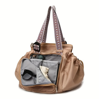 Trendy Style, Fitness Bag with Large Capacity, Expandable Shoulder Tote Bag, Women's Fashionable Backpack Multifunctional Fitness Bag, Multiple Color Options, Blue, Black, Brown, White, Khaki