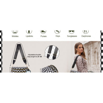 2799 Checkered Crossbody Bag, Women'S Nylon Waist Pouch, Spacious Crossbody Tote with Shoulder Strap, Available in 18 Colors