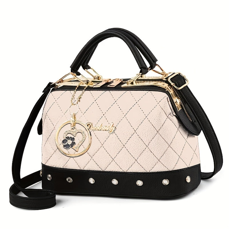 Shoulder Bag for Women – Quilted, Quilted Boston Rhinestone Heart Ornament | Bag Vero – detail view 19