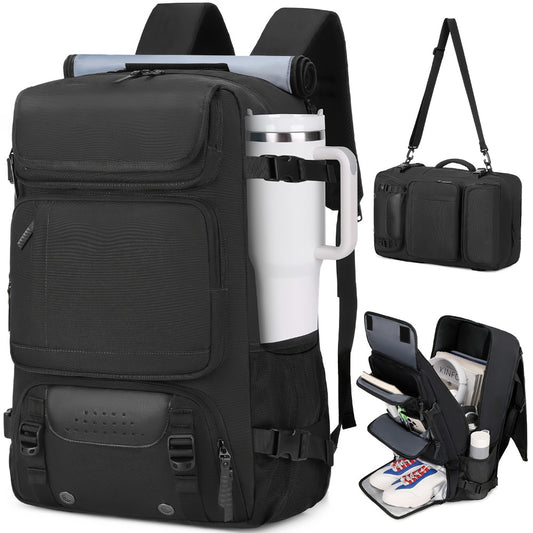 Men's travel backpack with laptop compartment, shoe compartment and adjustable strap - hiking, business and outdoor adventures