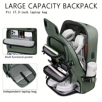 2025 New Style Men'S And Women'S Large Capacity Travel Backpack with Independent Shoe Compartment, Drawstring Closure And Multiple Pockets - Durable Hiking Backpack for Outdoor Commuting, Business Trips, Festivals - Belt Decorations