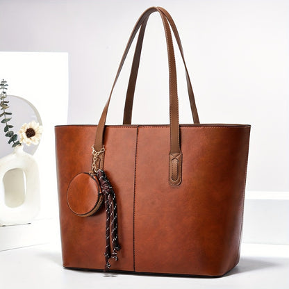 Large Capacity Brown Tote Bag for Women - Durable Shoulder and Crossbody Strap, Zipper Closure, Polyester Lining, Ideal for Travel, Commute, and Everyday Use, Travel Tote Bag|Casual Style Tote|Zippered Closure, Large Tote Bag