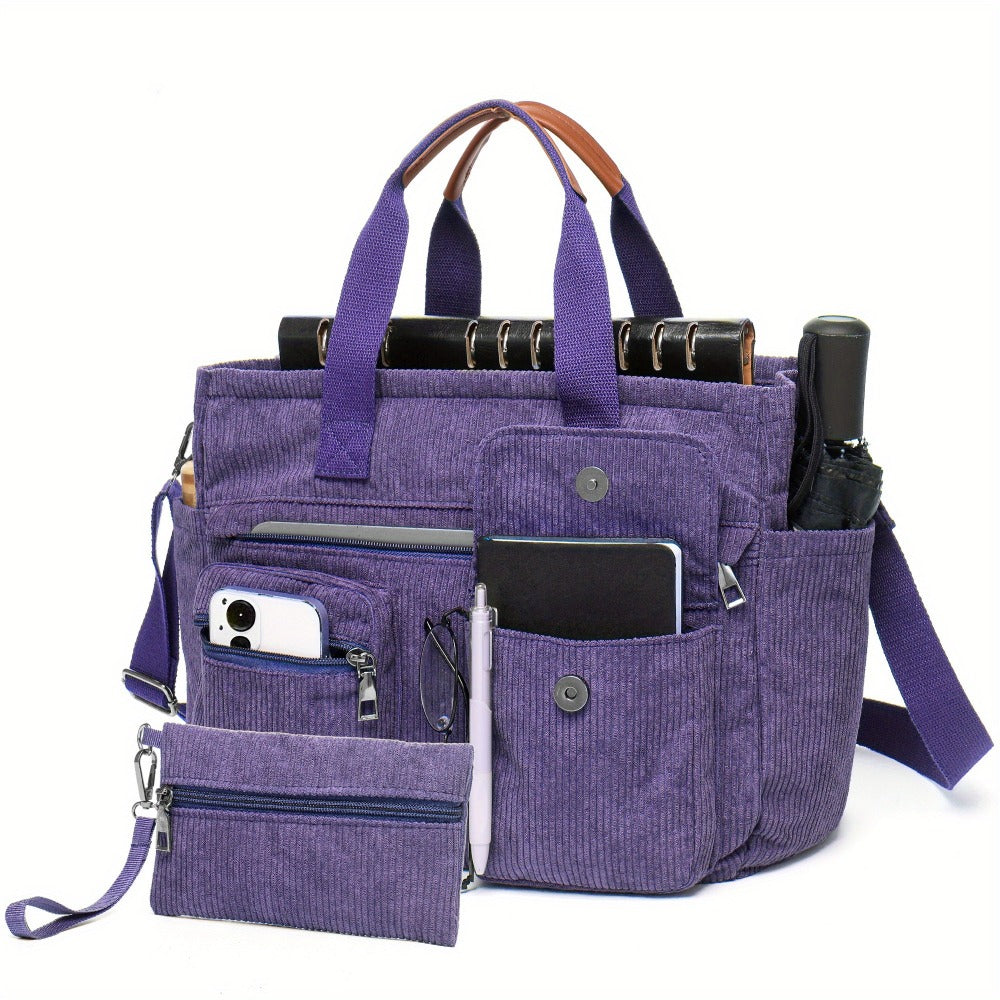 Laptop Bag – 2 Piece, 6 Colors, Corduroy, Large Capacity | Bag Vero – detail view 14