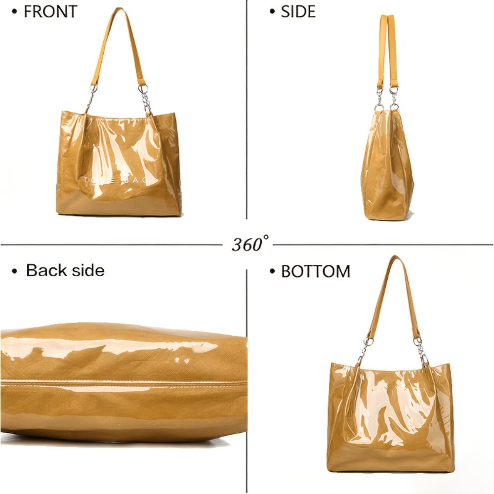 Women'S Stylish Shoulder, Crossbody And Tote Bag. Easy Elegant Design, Also As Handbag And Shopping Bag. Fits Books, Makeup And Daily Essentials. Great for Shopping, Travel, Camping. Beach Bag Made of PVC