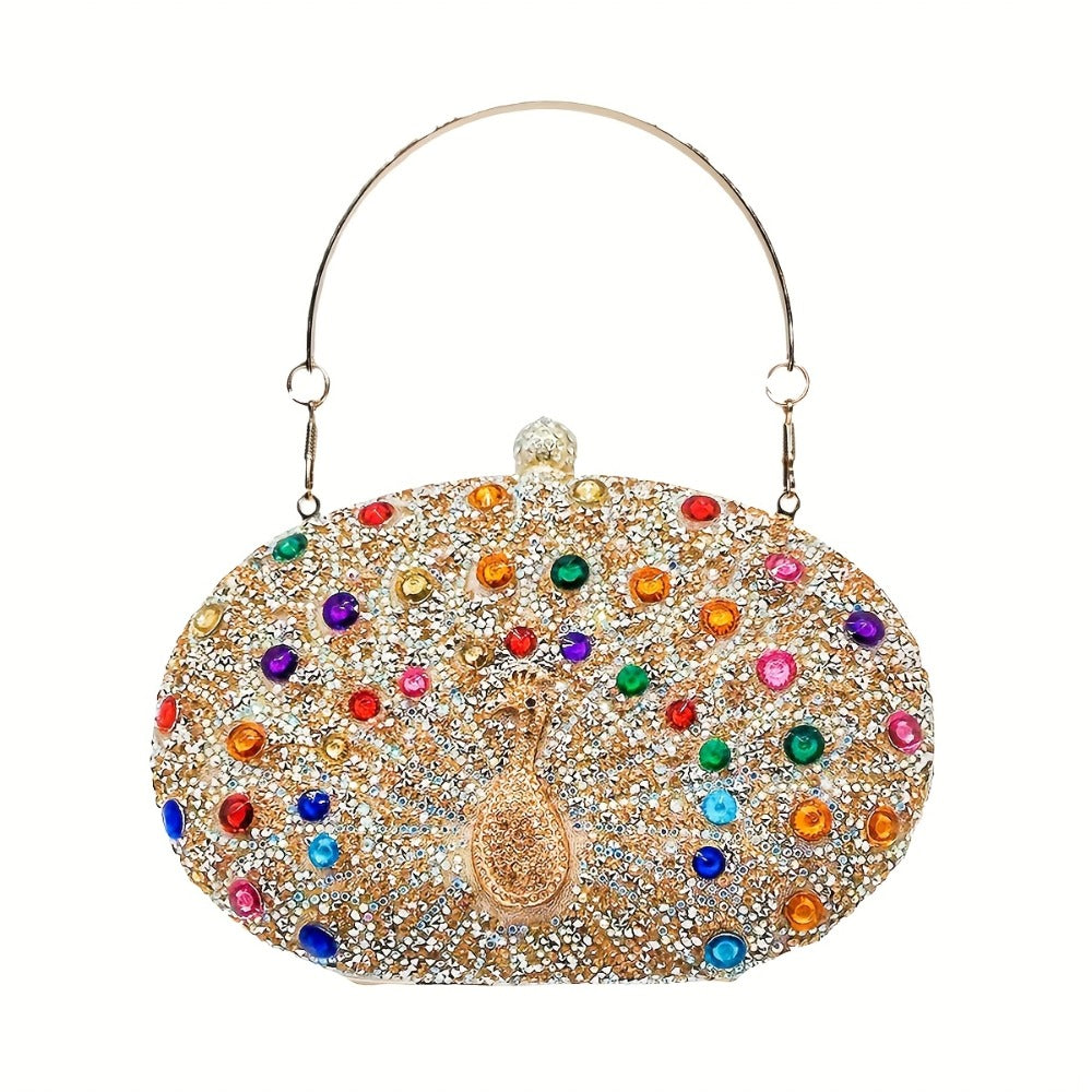 Rhinestone Evening Wedding Formal Handbag for Women - Round Clasp Clutch Purse - Rhinestone Bag