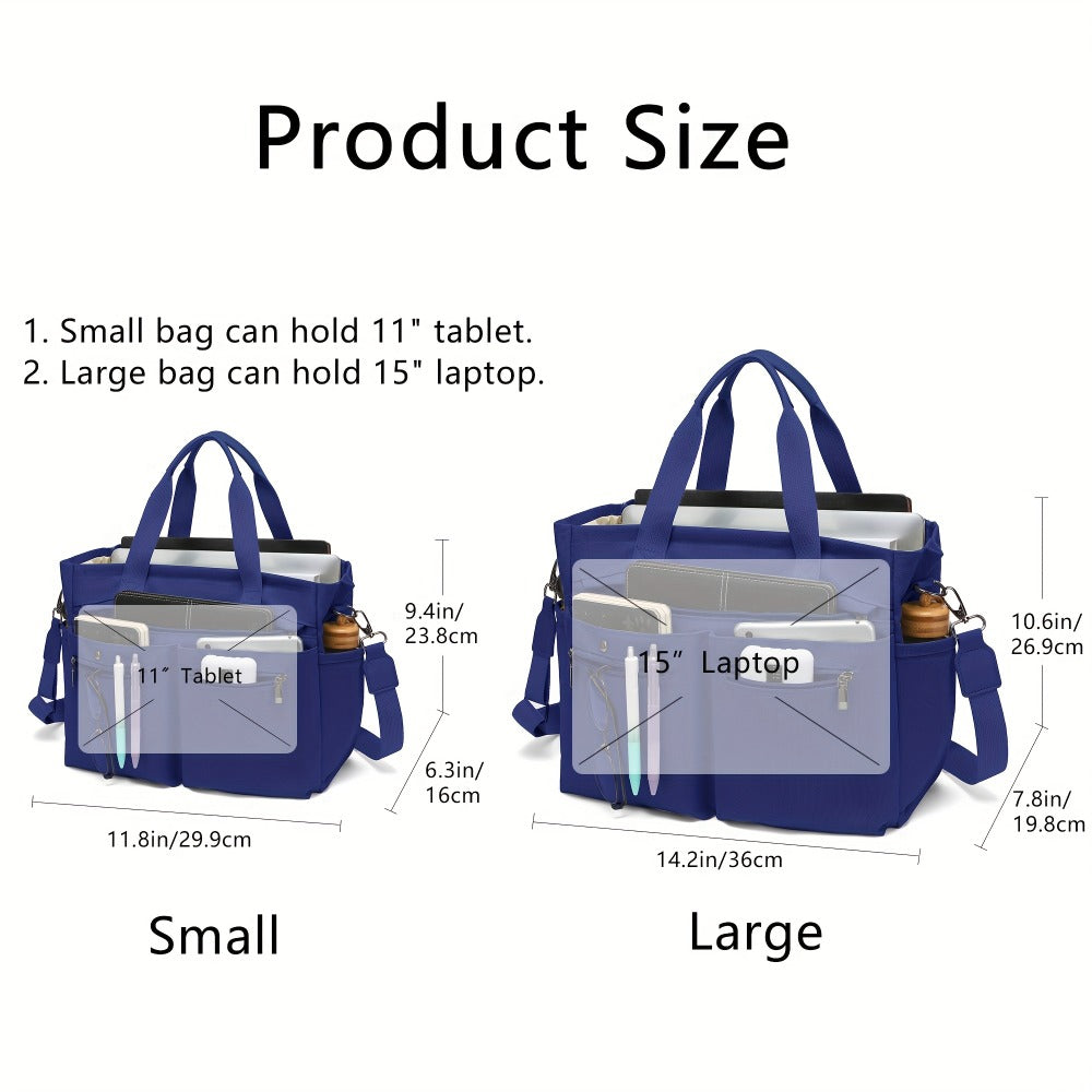 2pcs set of Women's canvas handbags - multi-functional laptop work bag, crossbody shoulder bag, casual and fashionable hobo bag, suitable for travel, fitness and daily use