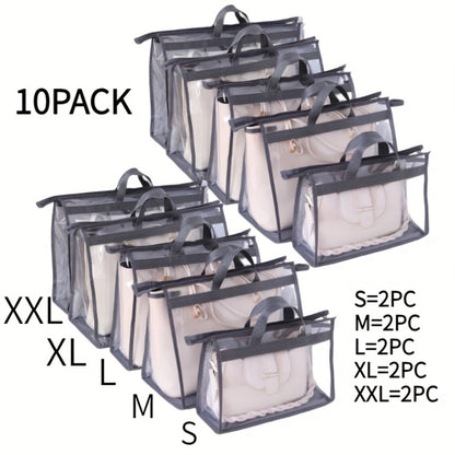 10pcs Portable Bag Dust Bag Household Wardrobe Hanging Transparent Bag Storage Bag Multi-purpose Breathable Storage Bag