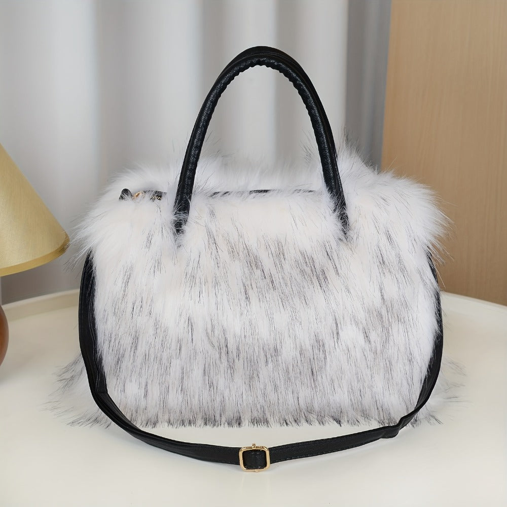 [Ideal Gift] Women's Shoulder Bags, Plush Bags, Faux Mink Fur Bags, Handbags, Tote Bags, Plush Handbags, Available in Five Colors. Ideal Gifts for Girlfriends And Mothers. High-End And Fashionable Tote Bags, Crossbody Bags. Free Pendant Or Headband Gift