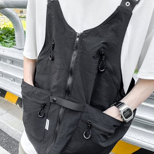 1pc Multifunctional Sleeveless Nylon Vest Pack - Convertible Backpack And Tote with Adjustable Straps, Multiple Pockets, Large Capacity for Camping, Hiking, Shopping, Dance - Machine Washable Black Outdoor And Urban Use