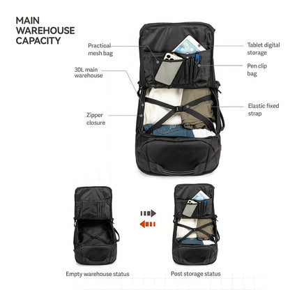 10.57gal Flight-Approved Travel Backpack with Laptop Compartment - Durable Nylon, Adjustable Straps, Machine Washable - Perfect for Business Trips And Carry-On