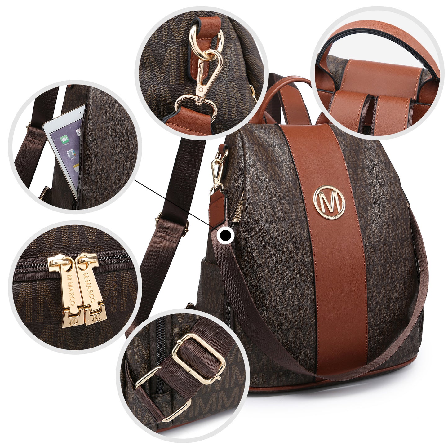 MKP COLLECTION 2pcs Set Women's Fashion Anti-Theft Rucksack & Shoulder Bag Multifunctional Travel Purse
