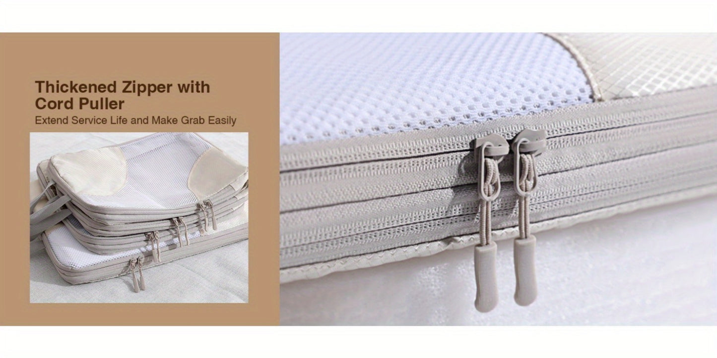 DIMJ Lightweight Compression Packing Cubes for Travel - 8 Pack with Transparent Window Wash Bag & Sock Bag