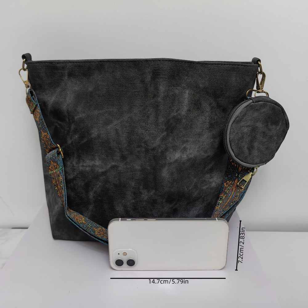 [Elegant Tote] 2pcs Tote Bag | Large Capacity | Retro Texture, Oily Wax Texture, Smooth Texture | Detachable Wallet | Shoulder Bag for Women | Best Birthday Gifts, Christmas And Valentine's Day Gifts | Bohemian