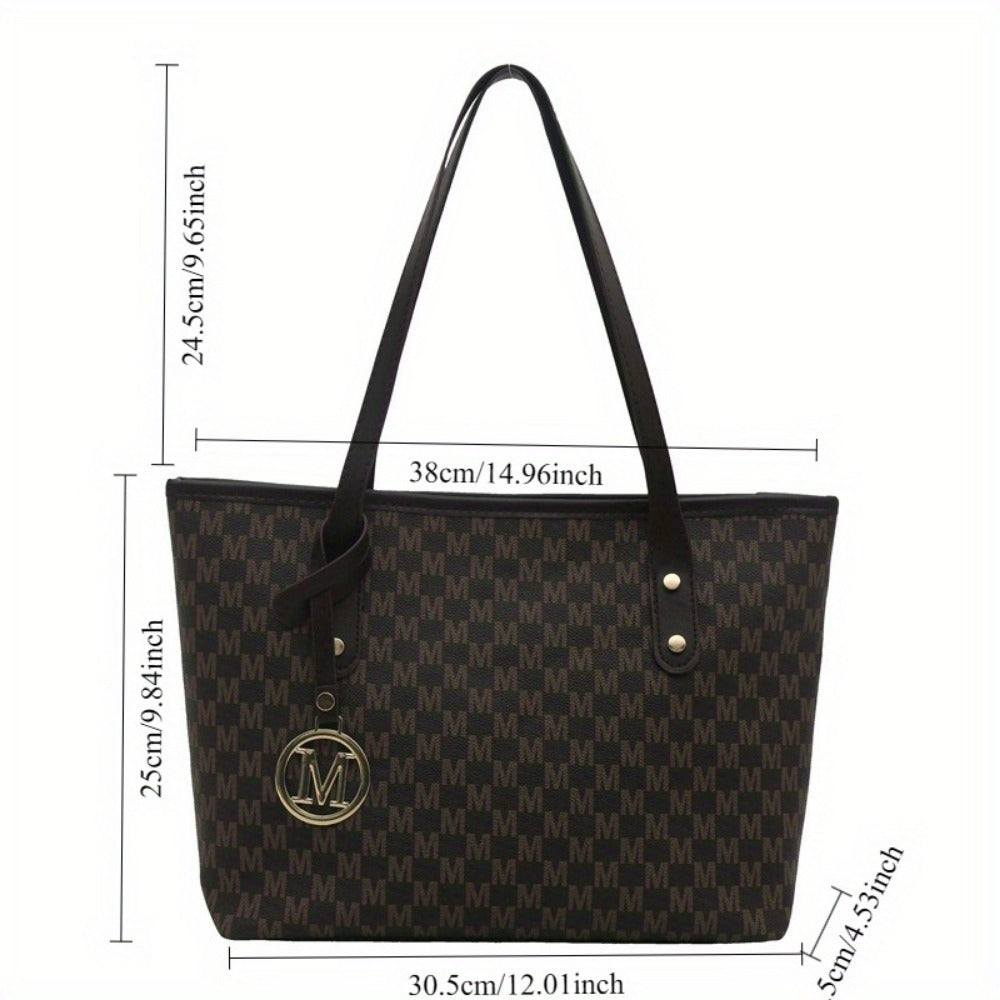 Tote Bag for Women – Large Capacity, Checkered Large Capacity Retro Plaid | Bag Vero – detail view 4