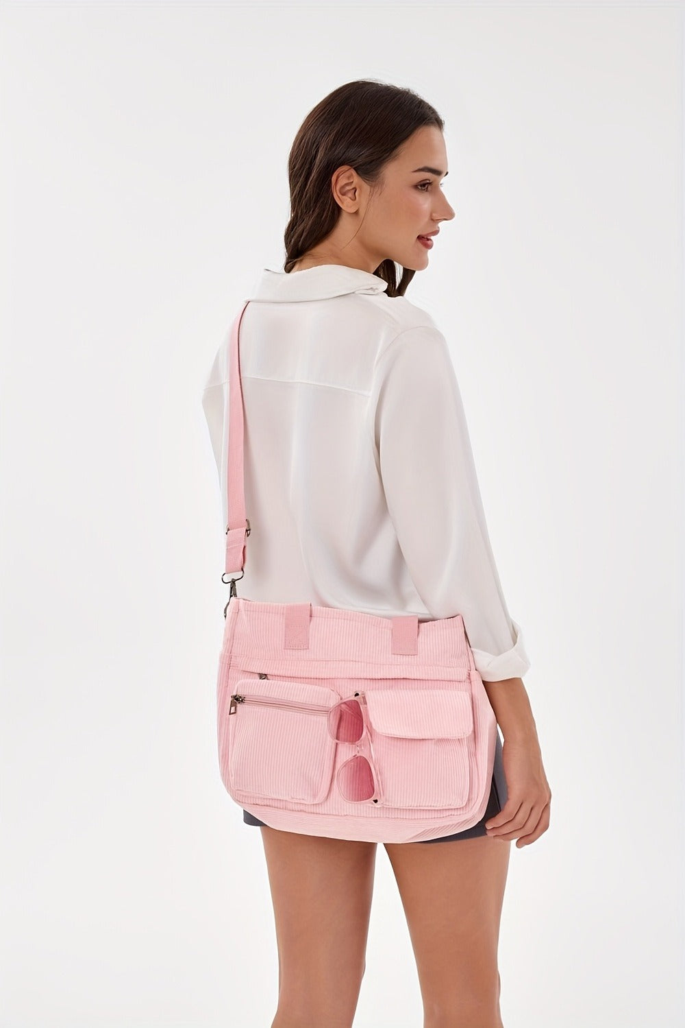 2pcs Set: Women'S Large Corduroy Tote Bag, Perfect as a Laptop Bag, Crossbody Shoulder Bag, Hobo Messenger Bag, Handbag, Travel Bag, Gym Tote Work Travel