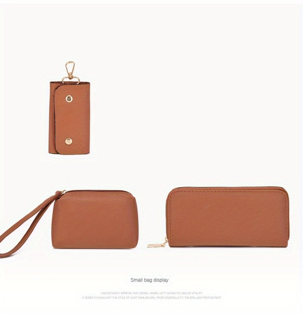 6pcs Retro Large Crossbody Bag with Adjustable Strap & Zipper Closure - Multi-Piece Bun Female Bag Set,/ Shoulder Purse Suitable for, Travel, Daily Use,Portable