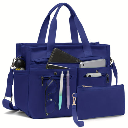 2pcs set of Women's canvas handbags - multi-functional laptop work bag, crossbody shoulder bag, casual and fashionable hobo bag, suitable for travel, fitness and daily use