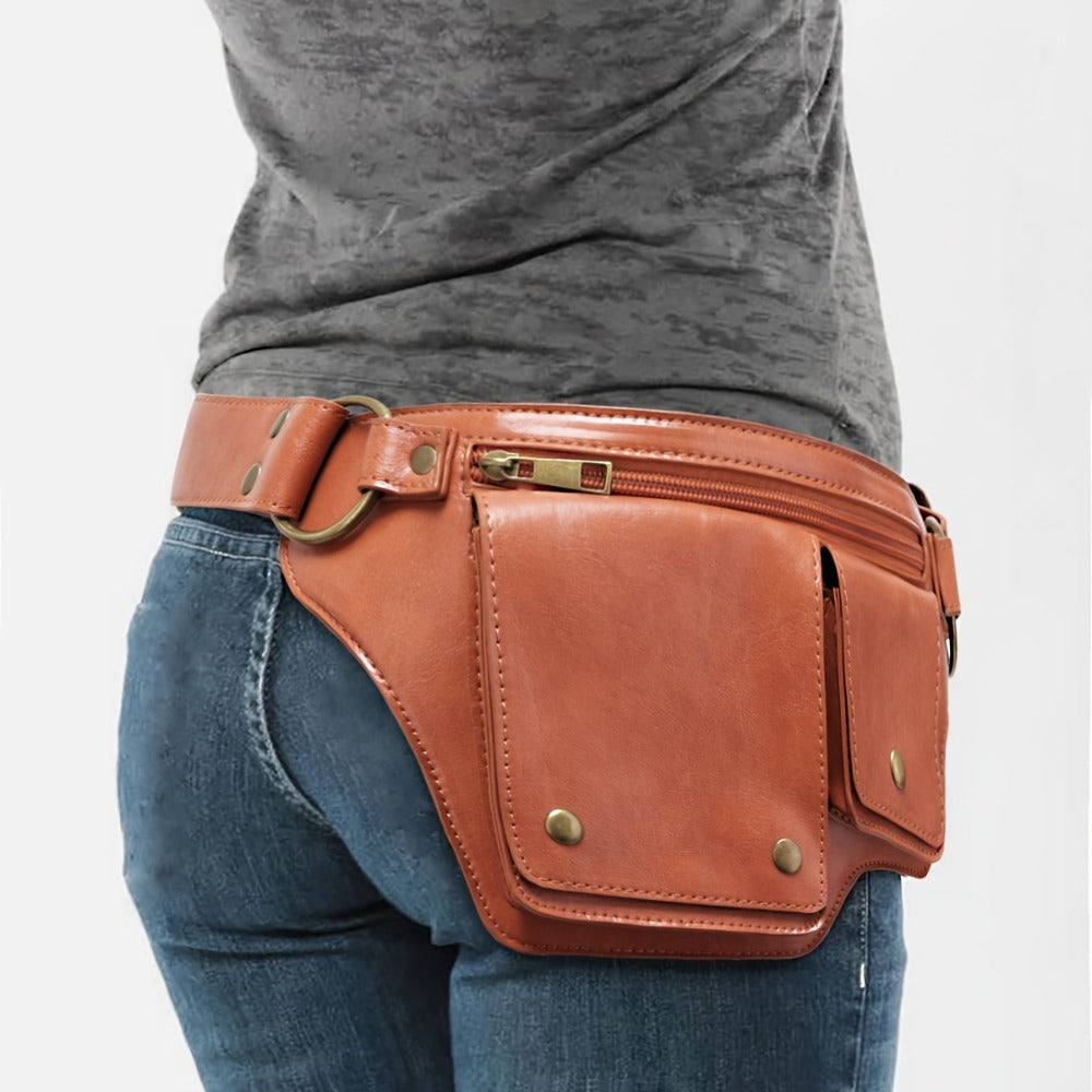 Waist Bag – Multi-Pocket, Leather Waist Metal Buckle Multi | Bag Vero – detail view 2