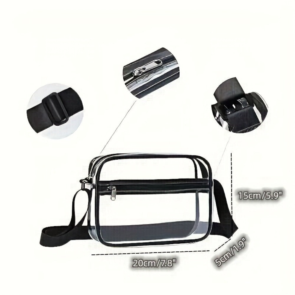 Transparent crossbody PVC bag, stylish High Quality shoulder bag with adjustable strap, versatile for daily use and suitable for sports or concerts to store items