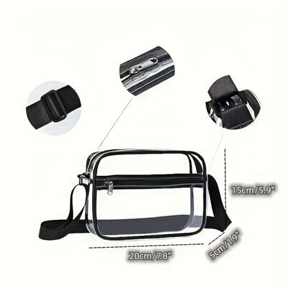 Transparent crossbody PVC bag, stylish High Quality shoulder bag with adjustable strap, versatile for daily use and suitable for sports or concerts to store items