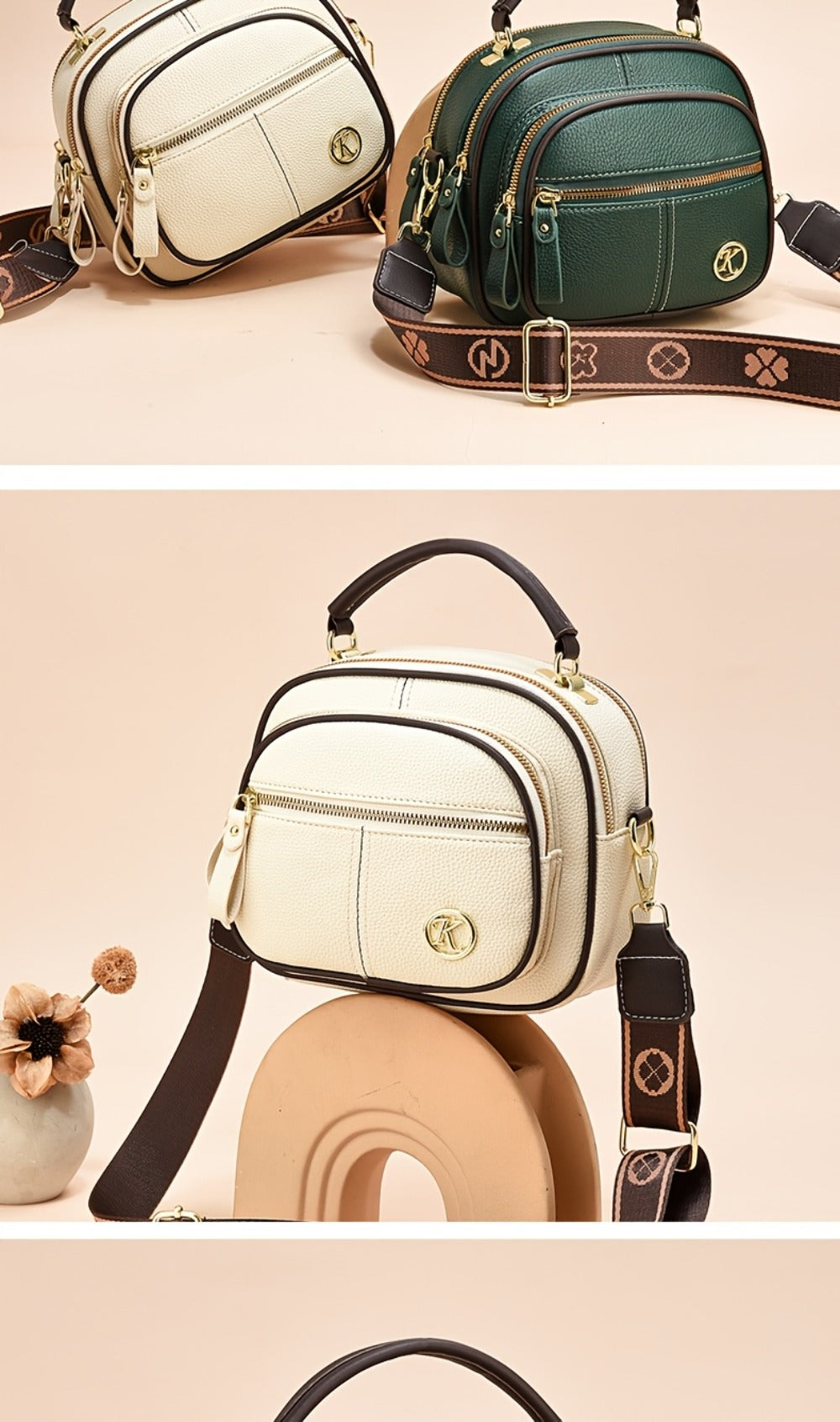 Women's Multifunctional Crossbody & Shoulder Bag - Square Handheld Purse with Wrist Strap, Zipper Closure, Suitable for,, Travel, Casual Outfits - Versatile Everyday Carry