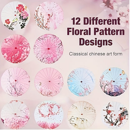12pcs Wedding Umbrella, Paper Umbrellas, Handmade Chinese Oiled Paper Umbrella Bamboo Rayon Y Chinese Japanese Parasol Flower Art Dance Umbrella,, Wedding Party Supplies, Photography Supplies