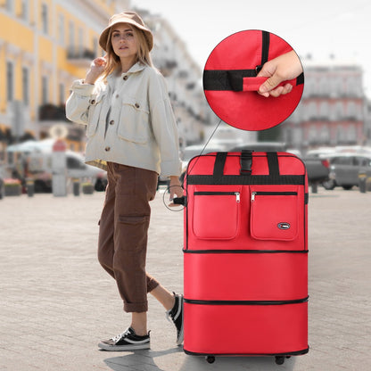 Multi-Functional Expandable Foldable Luggage with Spinner Wheels & Removable Strap,Water-repellent Collapsible Rolling Suitcase,Large Capacity Travel Bag for Home Storage,Moving,Trip, Outdoor Sport - 30in 36in 40in - Red/Navy/Black