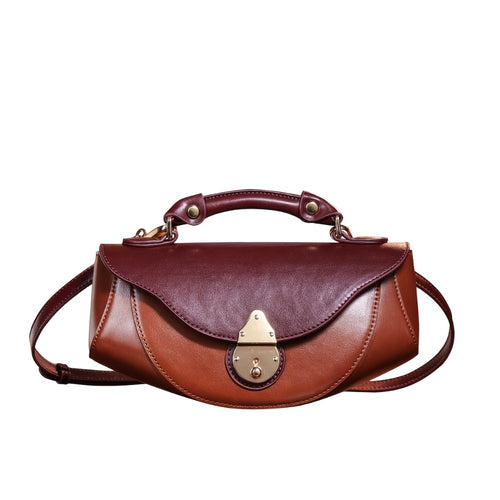 a Stylish Handheld Crossbody Bag Featuring a Boat Bow Design in Dark Brown, Offering Ample Storage with a Zipper Closure. It'S Lightweight And Durable, Perfect for Commuting, Work, Casual Outings, Shopping, Parties, Or As a Gift