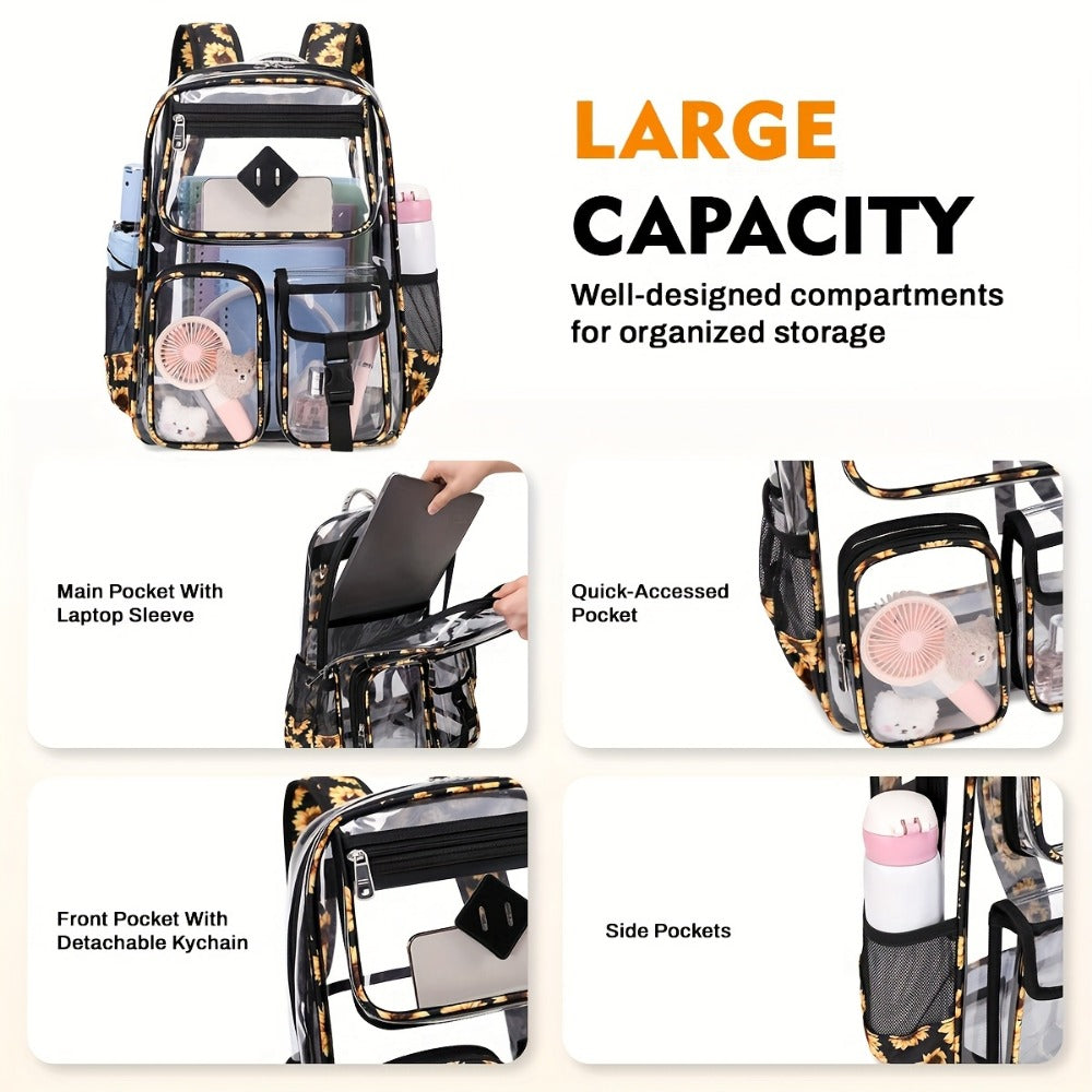 Backpack for Women – PVC, Clear, Transparent, Large Capacity | Bag Vero – detail view 9