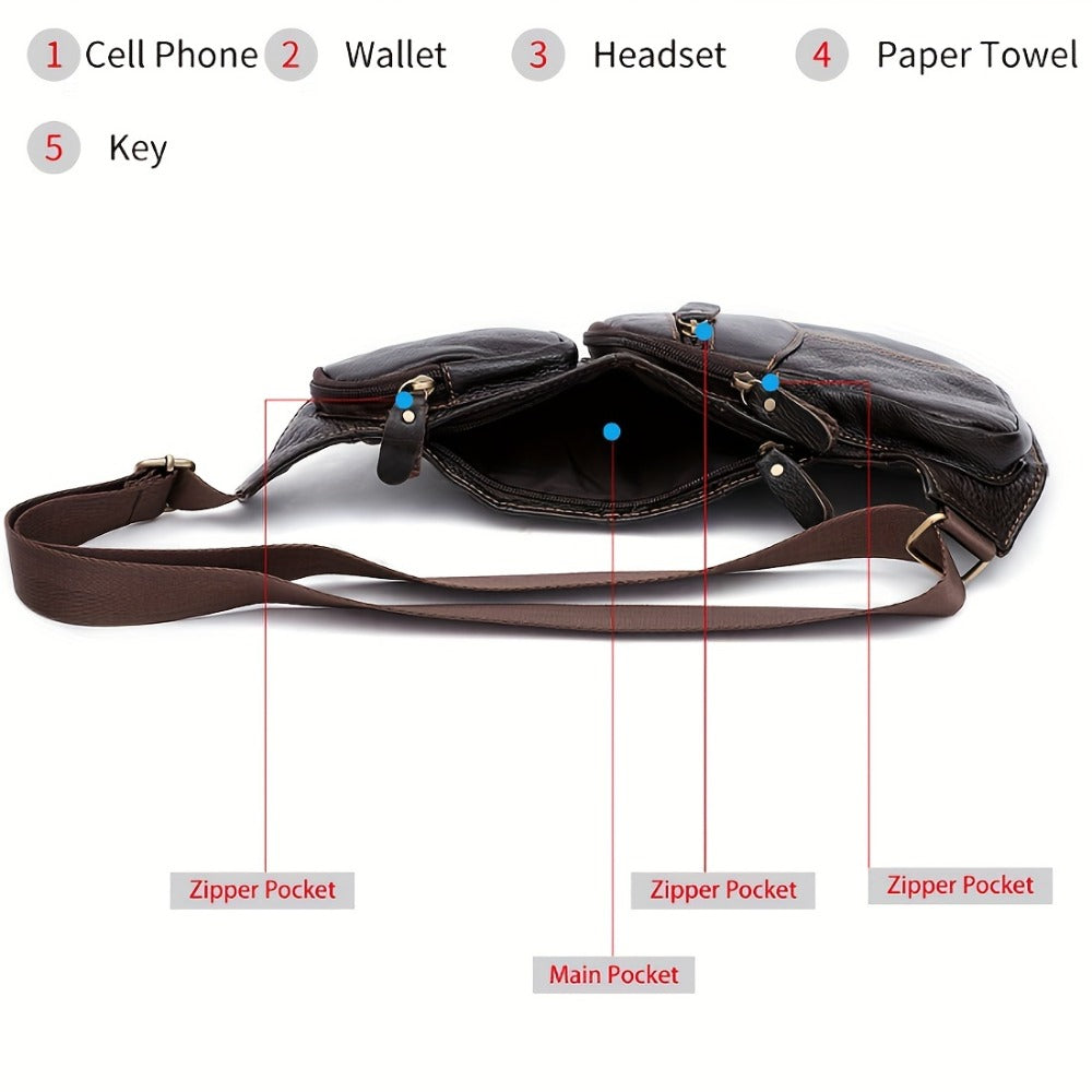 Vintage Genuine Leather Sling Bag Bags for Men Women Backpack Shoulder Messenger Crossbody Outdoor Travel Hiking Camping Tactical Chest Pack Daypack