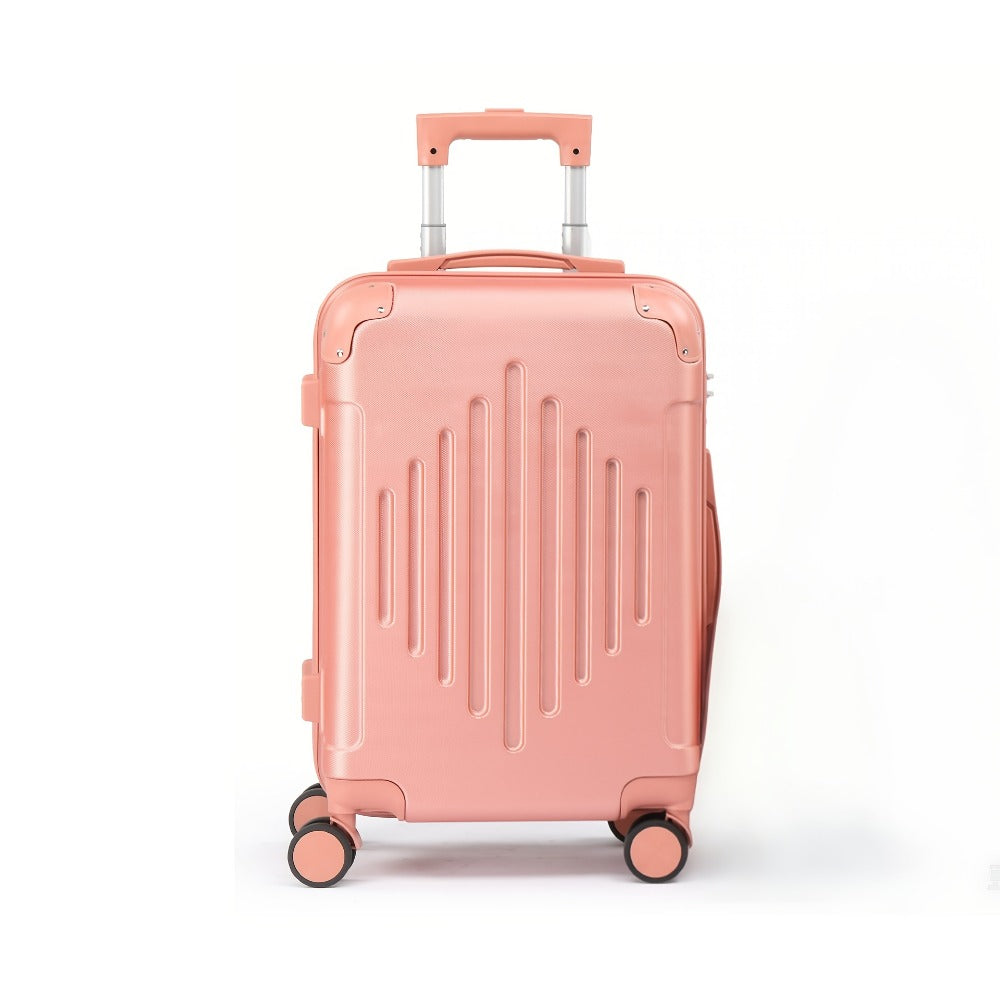 1/2/ 3/ 4/ 5pcs Trolley Case with 2 Wrapped Corners Stripe ABS Trolley Case Iron Trolley, with 12/ 16/ 20/ 24/ 28Inch Sizes, Durable And Fashionable, with TSA Lock, Lightweight Travel Suitcases Ideal for Frequent Travelers And Long Journey, Business