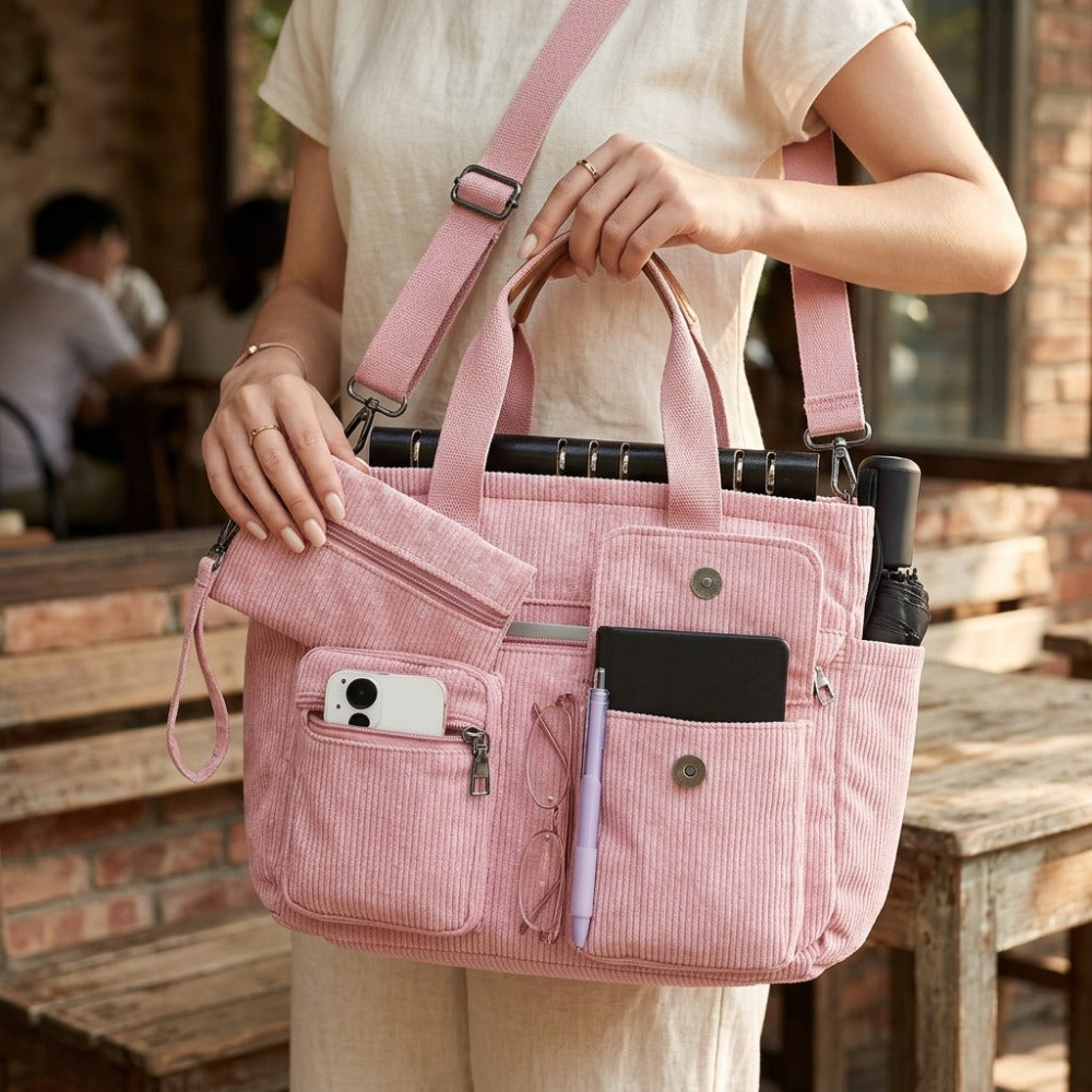 Laptop Bag – Corduroy, Polyester, Adjustable Strap, for Travel & Work | Bag Vero – detail view 15
