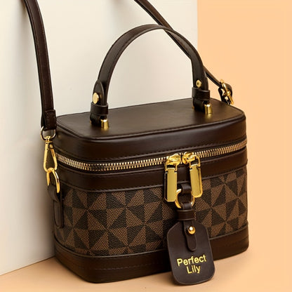 Women'S Fashion Letter Print Lightweight Daily Crossbody Bag | Minimalist Design, Random Fabric Print, Removable Shoulder Strap, Zipper Closure, Suitable for Daily Use, Portable Cosmetics And Skincare Organizer, Women'S Travel Toiletry Bag