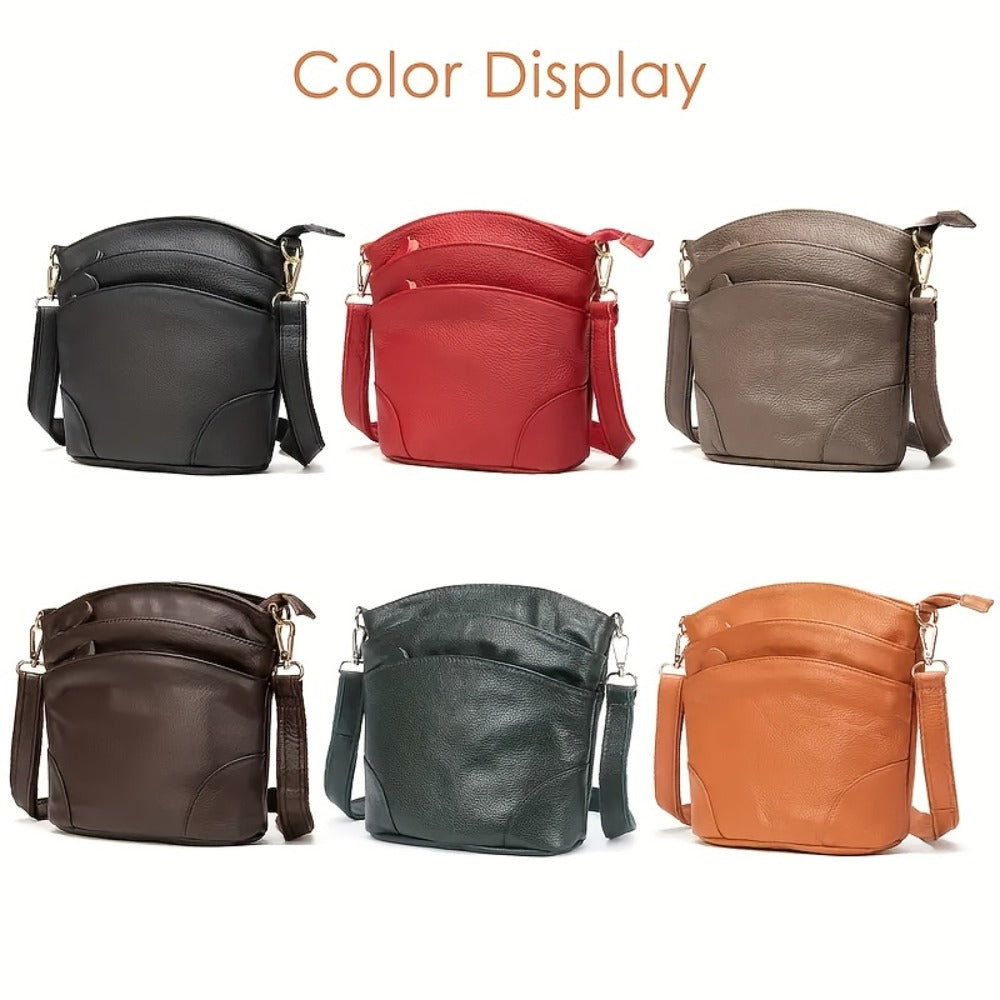 Premium Genuine Leather Crossbody Bag - Luxurious, Versatile, And Spacious with Ample Storage - Handbag Purse Cross Body Organizer Smart Phone Pockets