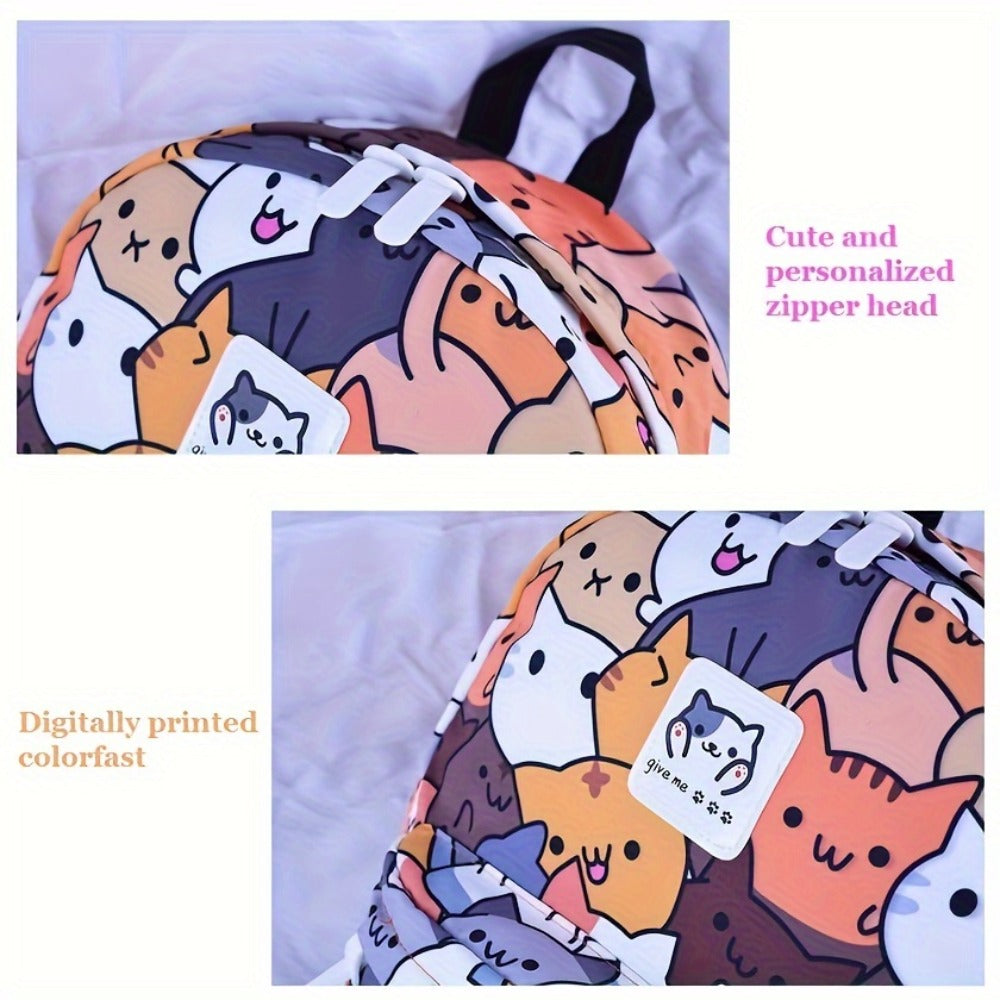 Ideal Present - Educational Backpack - 1pc Adorable Feline Design Rucksack, Trendy Backpack - Computer Bag - Academic Backpacks - Spacious, Honeycomb Air Cushion for Weight Relief, Suitable for Various Situations Like Outings, Shopping, School, Etc