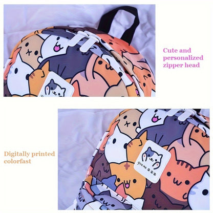 Ideal Present - Educational Backpack - 1pc Adorable Feline Design Rucksack, Trendy Backpack - Computer Bag - Academic Backpacks - Spacious, Honeycomb Air Cushion for Weight Relief, Suitable for Various Situations Like Outings, Shopping, School, Etc