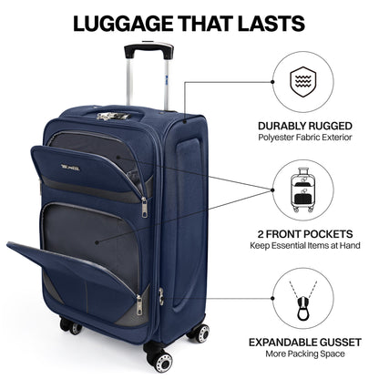 New York Xpress Durable Softside Luggage Lightweight Expandable with Spinner Wheels & Combination Lock, Reinforced Handles, Carry On Airline Approved and Checked, Soft Shell Travel Case for Men & Women, Available in 22", 26", 30", 34"