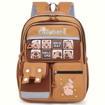 Women's & Suitable for Large-Capacity Capybara Print Backpack - Cute Capybara Face & Capybara, /Travel/ Backpack with Adjustable Straps, Capybara Themed Backpack Gifts for & Women